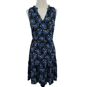 Gap Sleeveless Mini Shirt Dress Women Preppy Spring Casual Blue Floral Size XS
